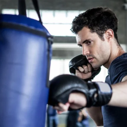 boxer punching on bag