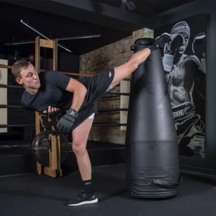 boxer leg on the punching bag